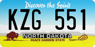 ND license plate KZG551