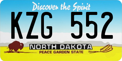 ND license plate KZG552