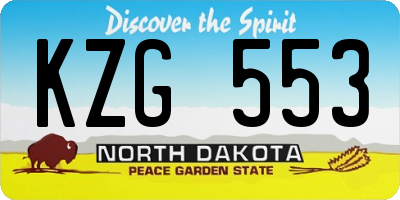 ND license plate KZG553