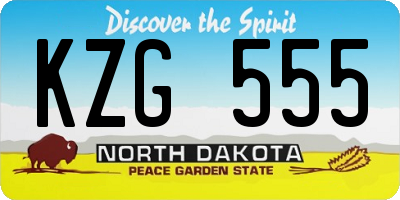 ND license plate KZG555