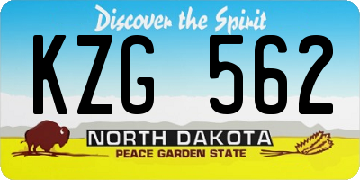 ND license plate KZG562