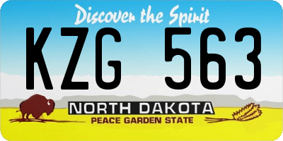 ND license plate KZG563