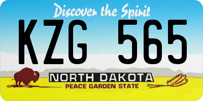 ND license plate KZG565
