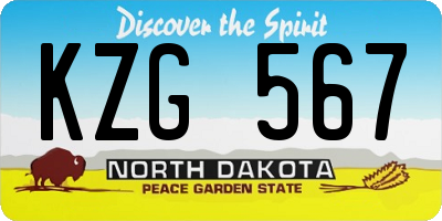 ND license plate KZG567