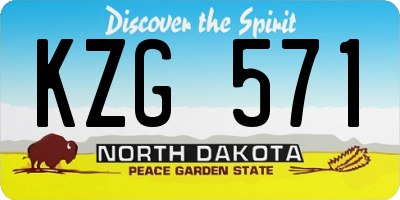ND license plate KZG571