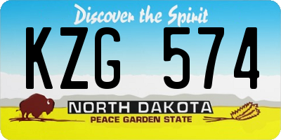 ND license plate KZG574