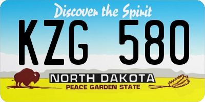 ND license plate KZG580