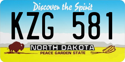 ND license plate KZG581
