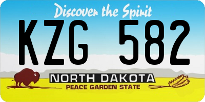 ND license plate KZG582