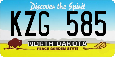 ND license plate KZG585