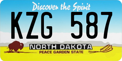 ND license plate KZG587