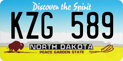 ND license plate KZG589