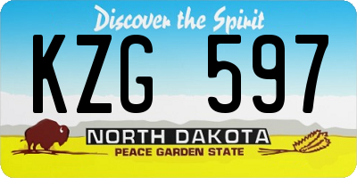 ND license plate KZG597