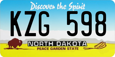 ND license plate KZG598
