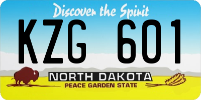 ND license plate KZG601