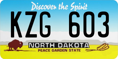 ND license plate KZG603