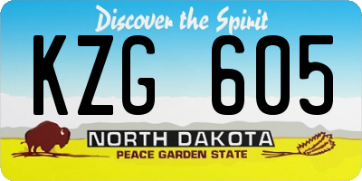 ND license plate KZG605