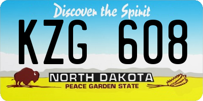 ND license plate KZG608
