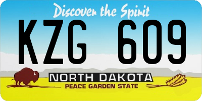 ND license plate KZG609