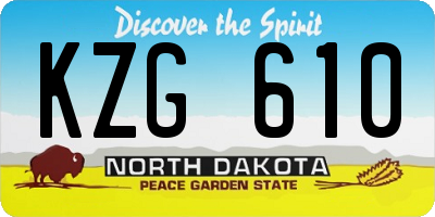 ND license plate KZG610