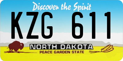ND license plate KZG611