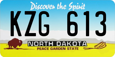 ND license plate KZG613