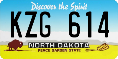ND license plate KZG614