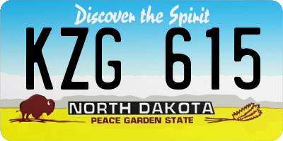 ND license plate KZG615