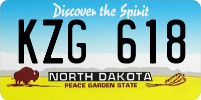 ND license plate KZG618
