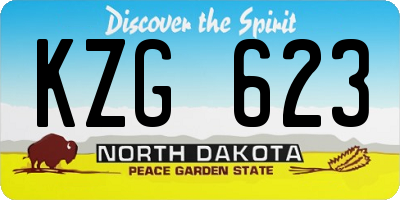 ND license plate KZG623
