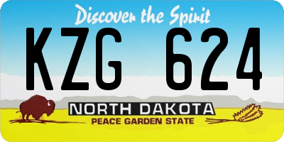 ND license plate KZG624