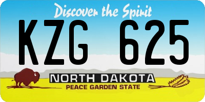 ND license plate KZG625