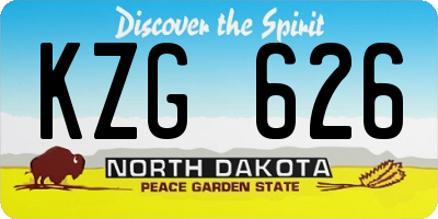 ND license plate KZG626