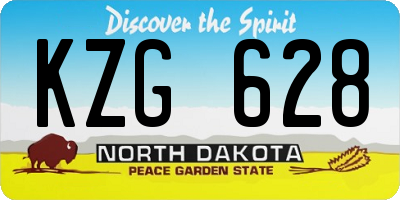 ND license plate KZG628