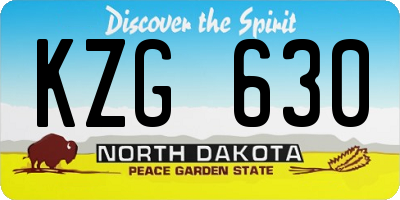 ND license plate KZG630