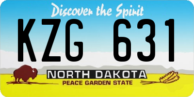 ND license plate KZG631