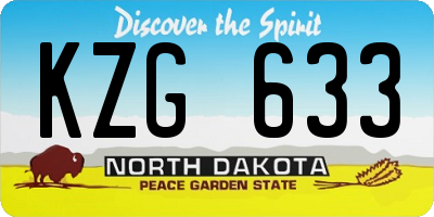 ND license plate KZG633