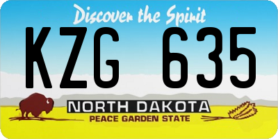 ND license plate KZG635