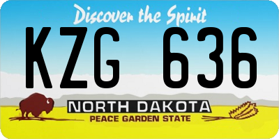 ND license plate KZG636
