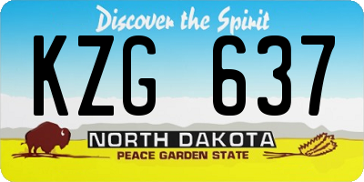 ND license plate KZG637