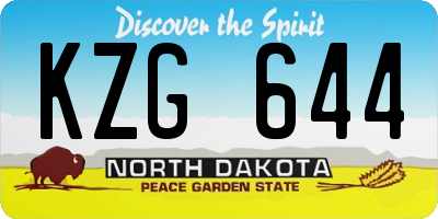 ND license plate KZG644