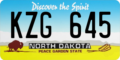 ND license plate KZG645