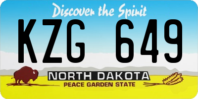 ND license plate KZG649