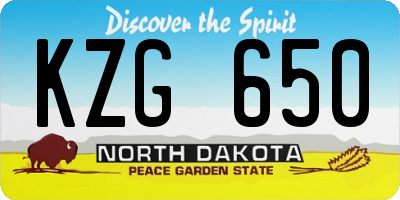 ND license plate KZG650