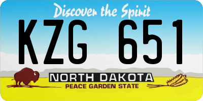 ND license plate KZG651