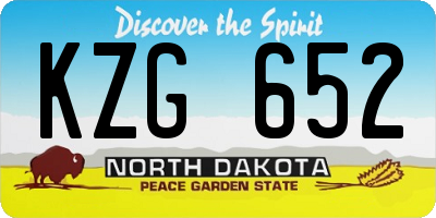 ND license plate KZG652
