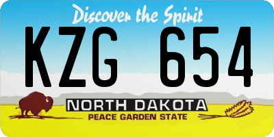ND license plate KZG654