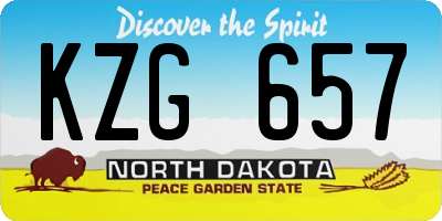 ND license plate KZG657