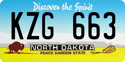 ND license plate KZG663