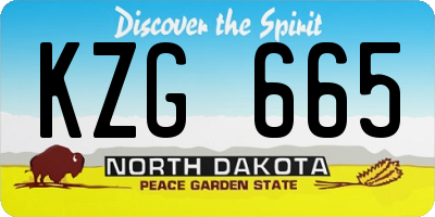 ND license plate KZG665
